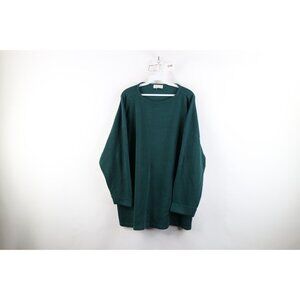 Vtg 90s Express Womens XL Blank Baggy Thermal Ribbed Knit 3/4 Sleeve T-Shirt